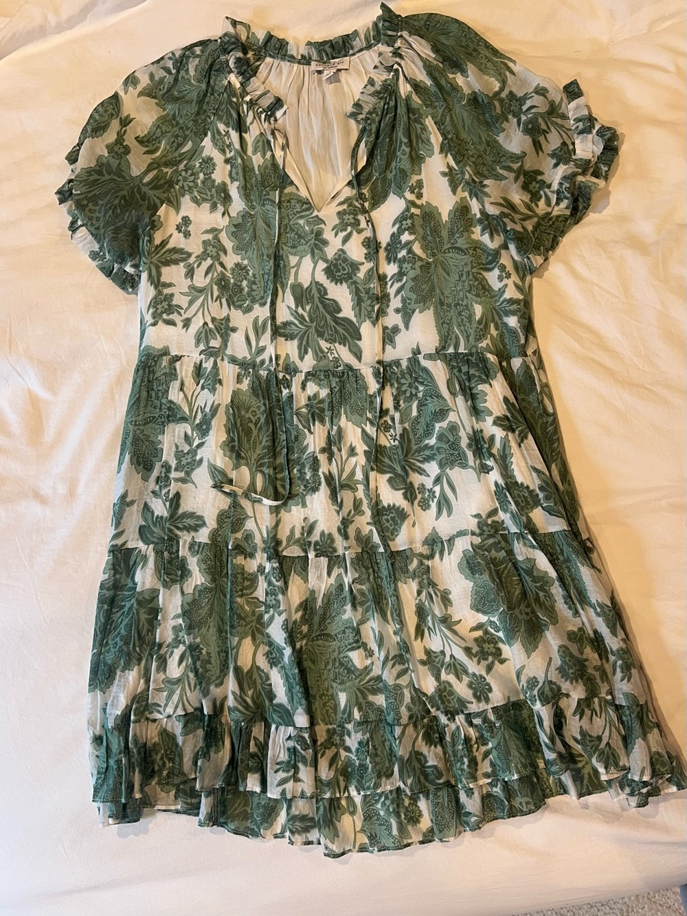 Current Air Green Floral Ruffle Tunic Top